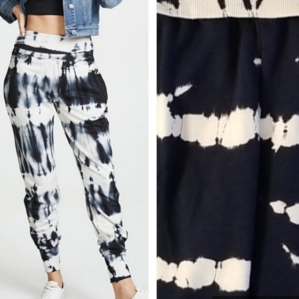 Young Fabulous and Broke Tie Dye Groove Pants Black White Joggers Small